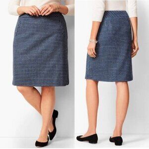 TALBOTS Wool Blend Plaid Blue Pencil Skirt Women's Size 16P